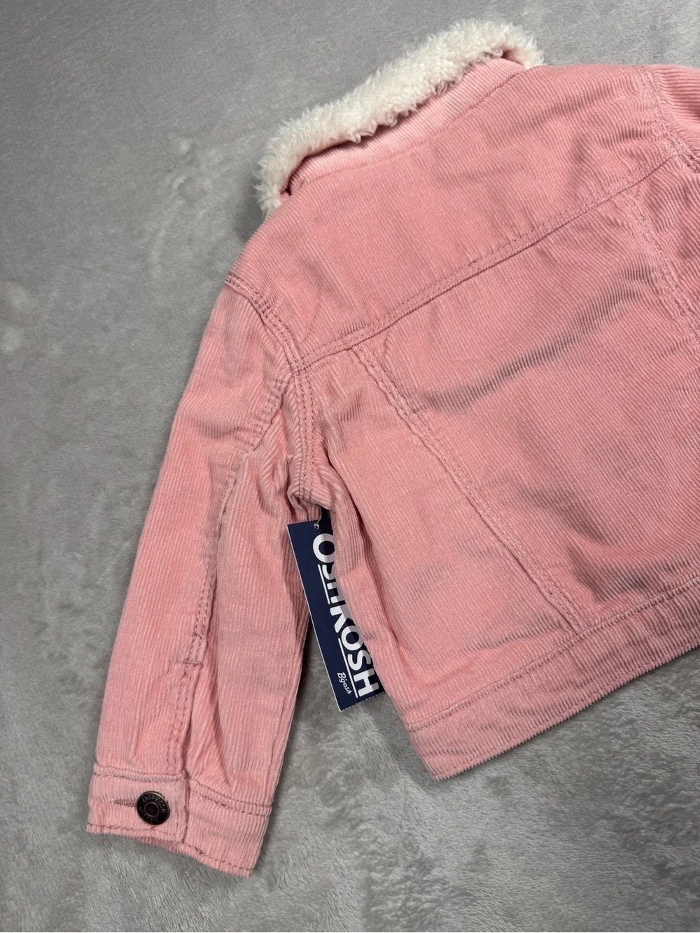 NWT OshKosh B’gosh Baby Girl Pink Corduroy Sherpa Collar Jacket Size 12 Months